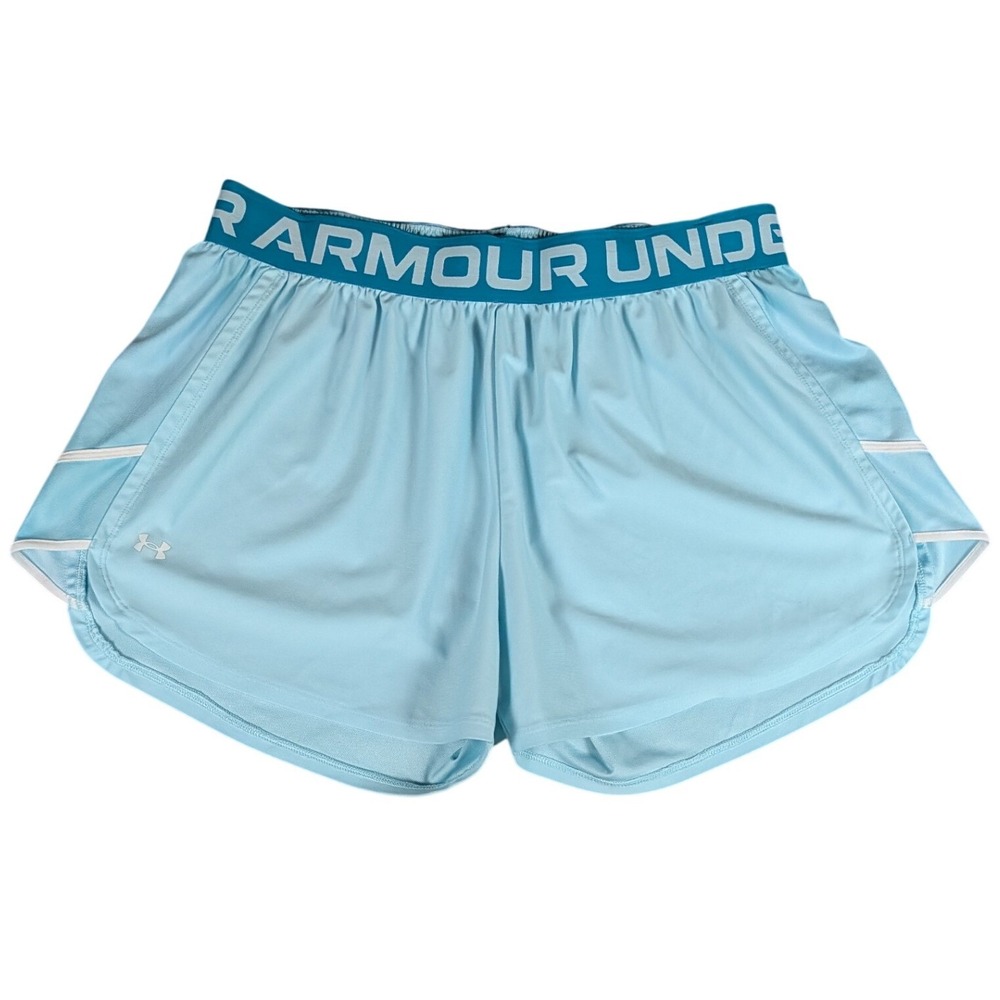 Under Armour Play Up 3.0 Shorts Light Blue Teal Athletic Running Gym Pockets